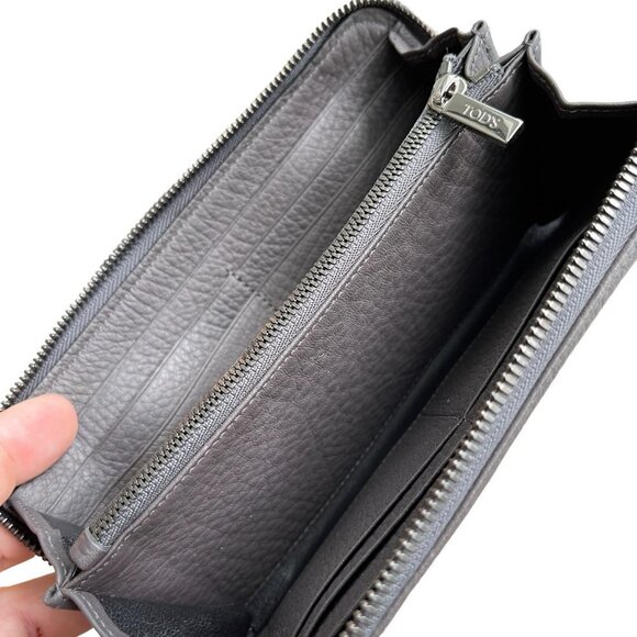 Tod's Italy Pebbled Gray Leather Ziparound Continental Wallet XAMLCTA0400EPTB408 - Picture 11 of 11